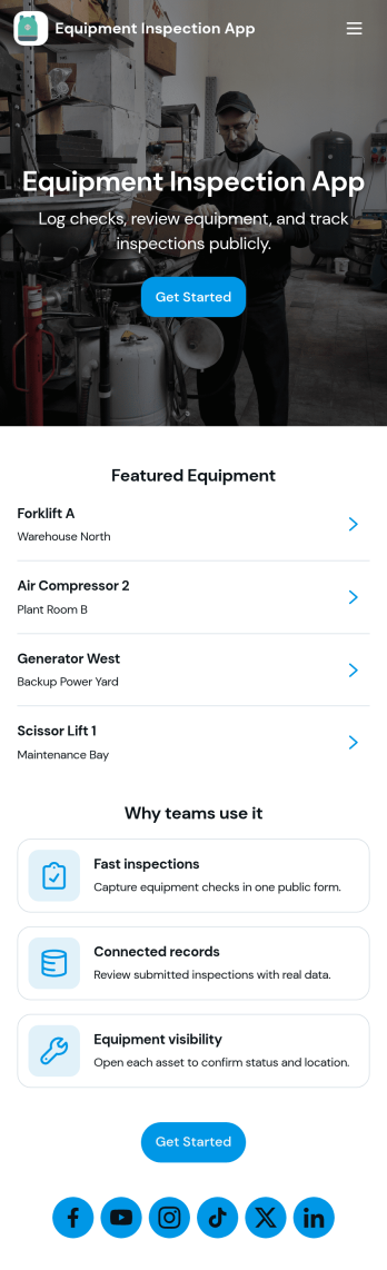 Equipment Inspection App Template