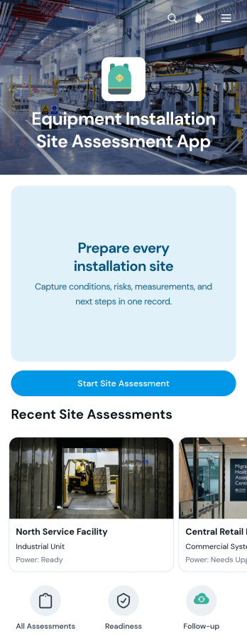 Equipment Installation Site Assessment App Template