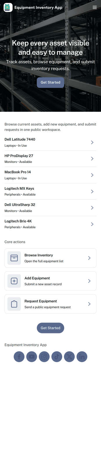 Equipment Inventory App Template
