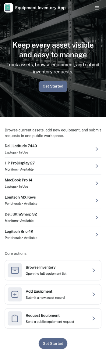 Equipment Inventory App Template