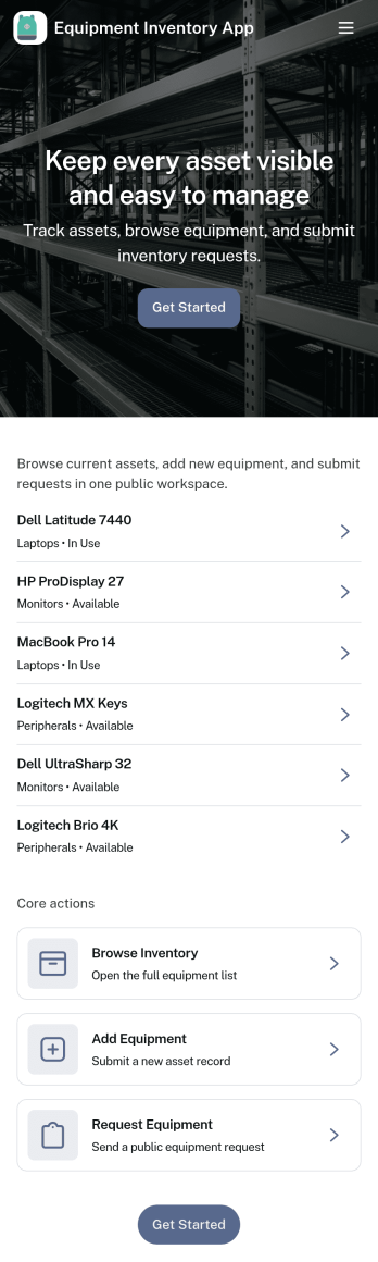 Equipment Inventory App Template