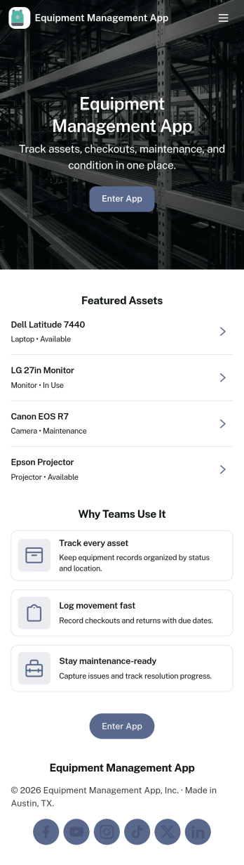 Equipment Management App Template