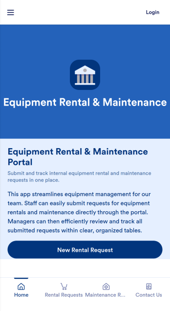 Equipment Rental and Maintenance Software App Template