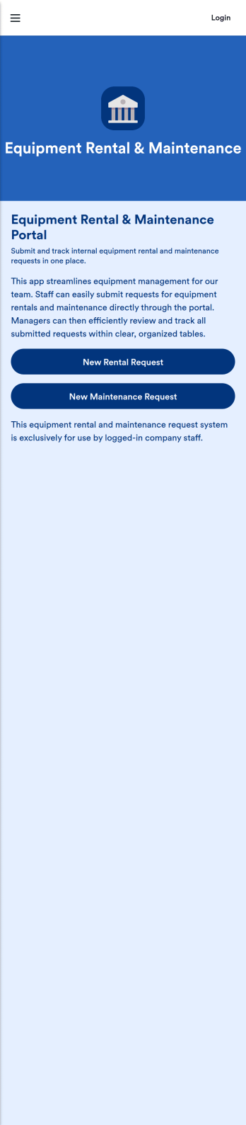 Equipment Rental and Maintenance Software App Template