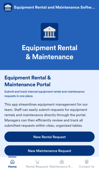 Equipment Rental and Maintenance Software App Template