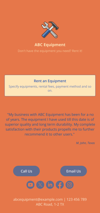 Equipment Rental App Template