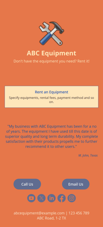 Equipment Rental App Template