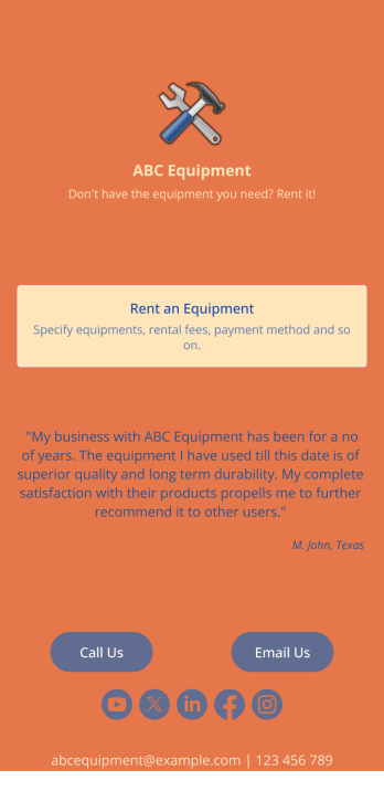 Equipment Rental App Template