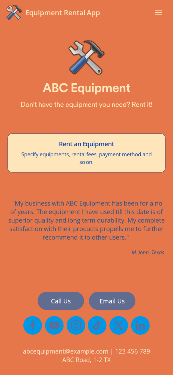Equipment Rental App Template