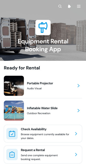 Equipment Rental Booking App Template