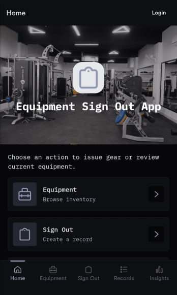 Equipment Sign Out App Template