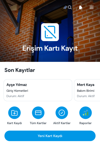 Erişim Kartı Kayıt Uygulama Șablonu