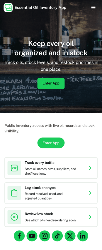 Essential Oil Inventory App Template