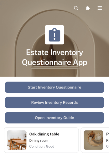 Estate Inventory Questionnaire App Template