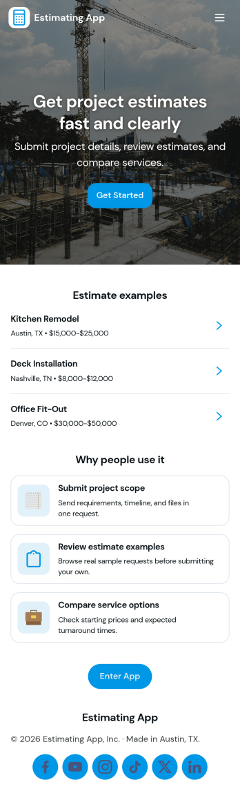Estimating App Template