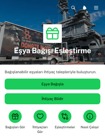 Eşya Bağışı Eşleştirme Uygulama Șablonu