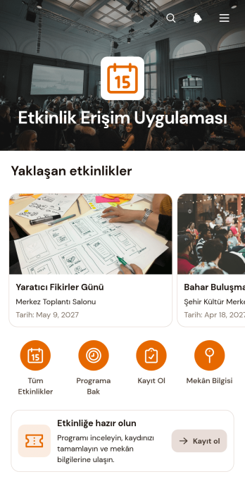 Etkinliğe Erişim Uygulama Șablonu