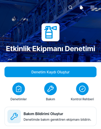 Etkinlik Ekipmanı Denetim Uygulama Șablonu