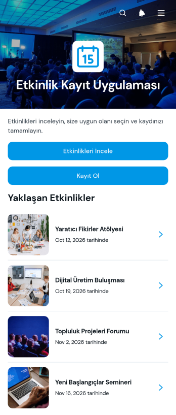 Etkinlik Kayıt Uygulama Șablonu