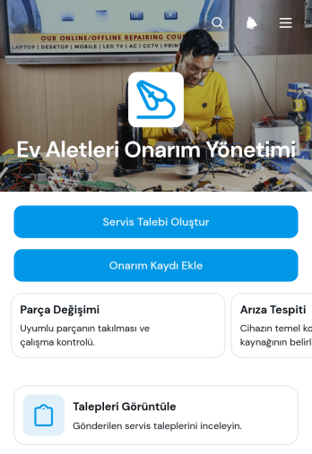 Ev Aletleri Onarım Yönetimi Uygulama Șablonu