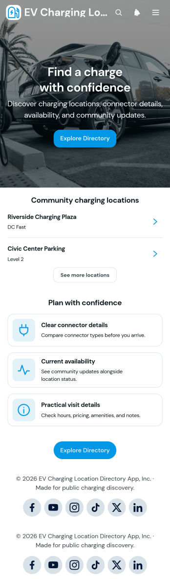 EV Charging Location Directory App Template