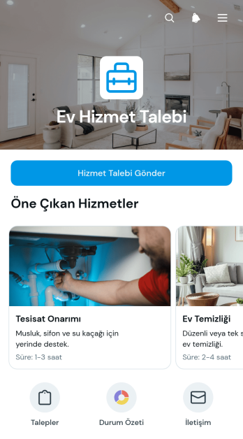 Ev Hizmeti Talep Uygulama Șablonu