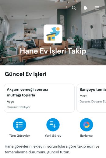 Ev İşi Takip Uygulama Șablonu