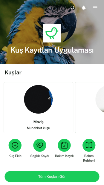 Evcil Kuş Kayıtları Uygulama Șablonu