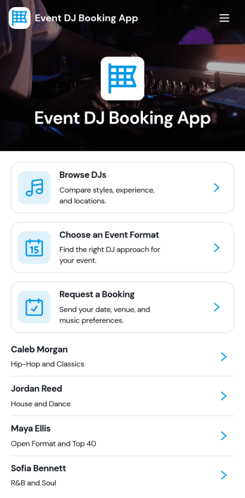 Event DJ Booking App Template