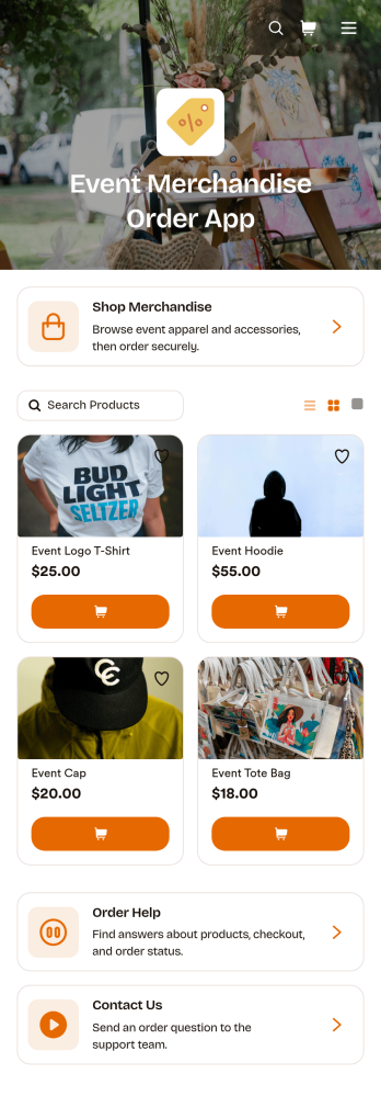 Event Merchandise Order App Template