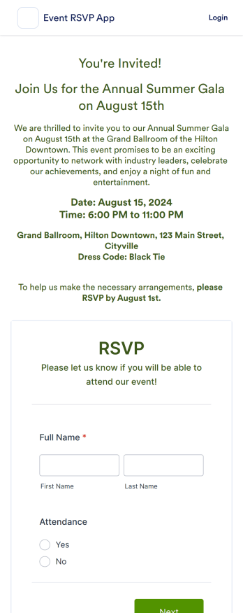 Event RSVP App Template