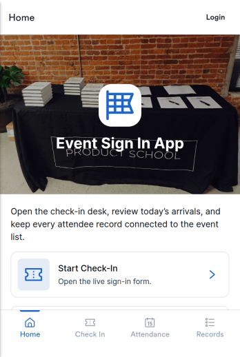 Event Sign In App Template