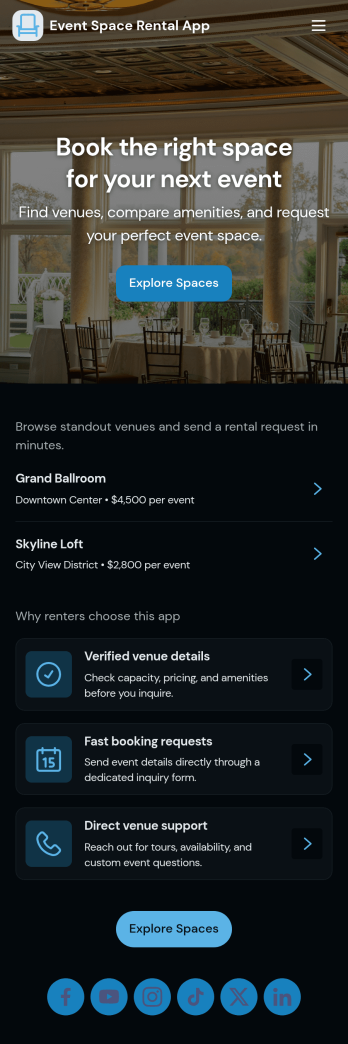 Event Space Rental App Template