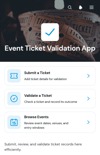 Event Ticket Validation App Template