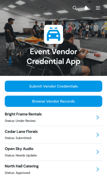 Event Vendor Credential App Template