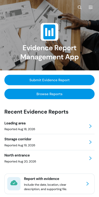 Evidence Report Management App Template