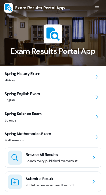 Exam Results Portal App Template