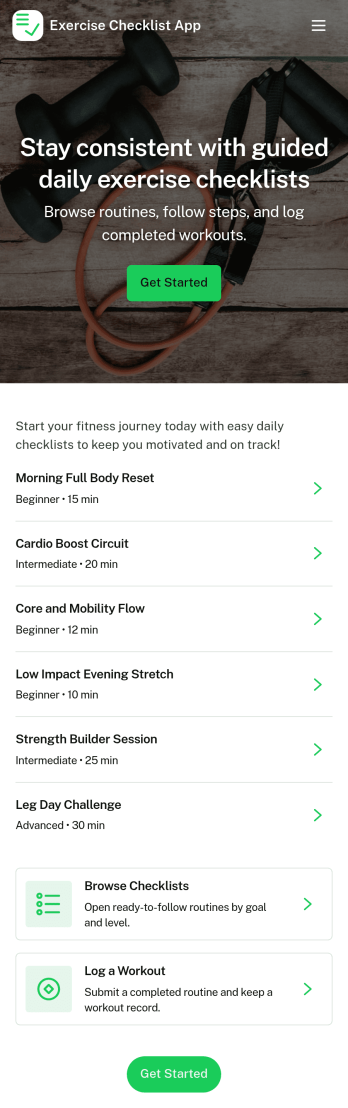 Exercise Checklist App Template