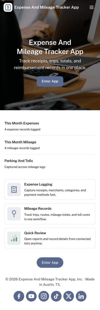 Expense and Mileage Tracker App Template