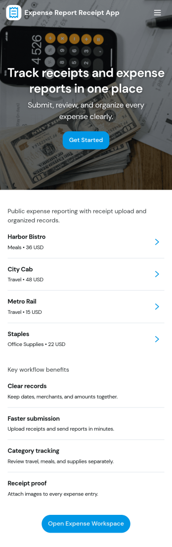Expense Report Receipt App Template