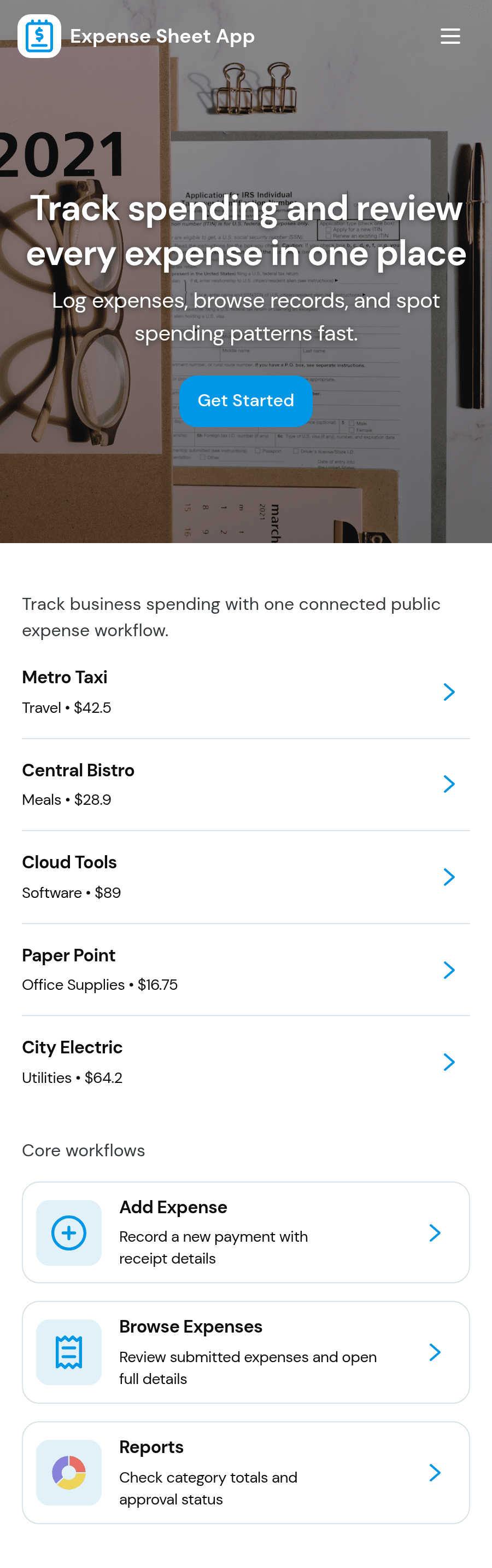 Expense Sheet App Template | Jotform