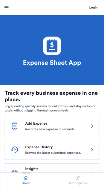 Expense Sheet App Template