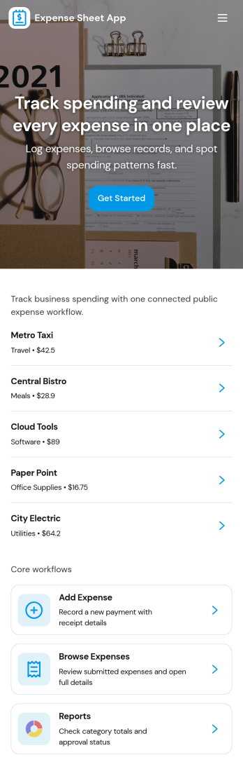 Expense Sheet App Template