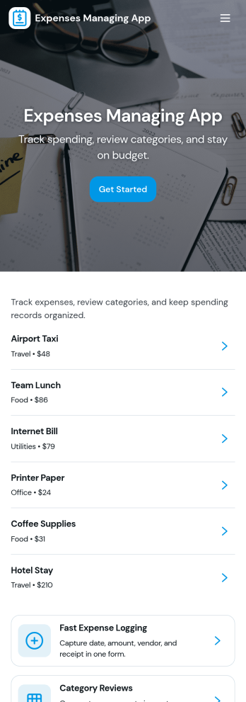 Expenses Managing App Template