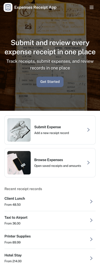 Expenses Receipt App Template