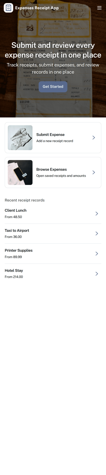 Expenses Receipt App Template