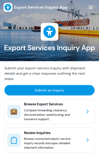 Export Services Inquiry App Template