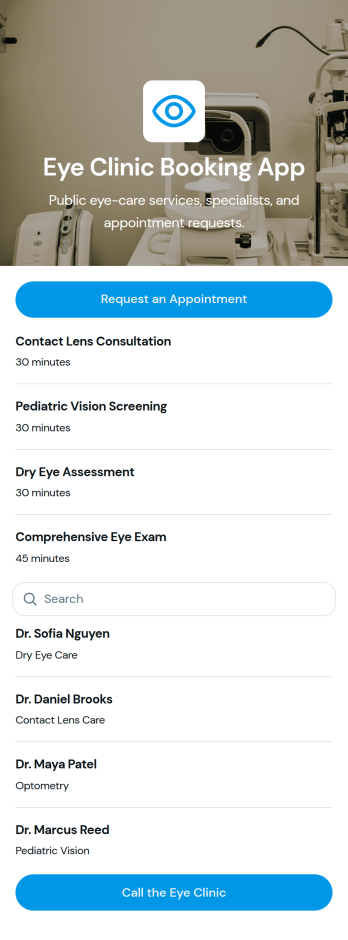 Eye Clinic Booking App Template