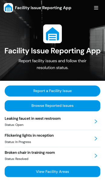 Facility Issue Reporting App Template