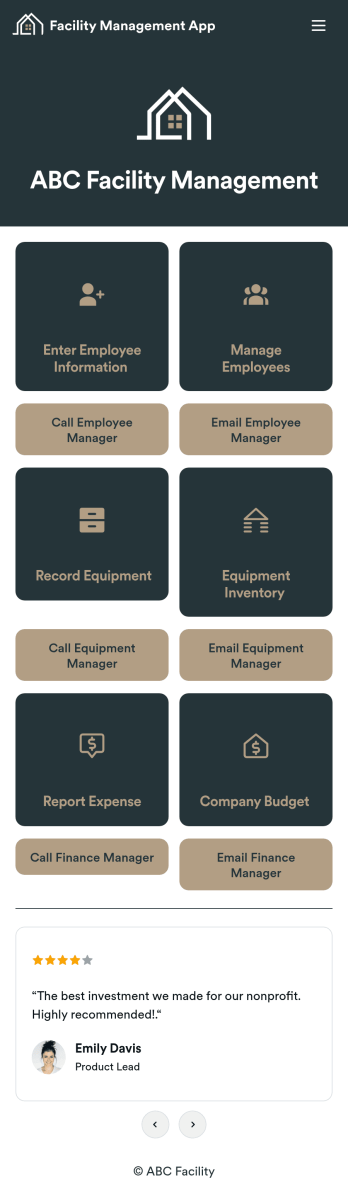 Customizable Facility Management App